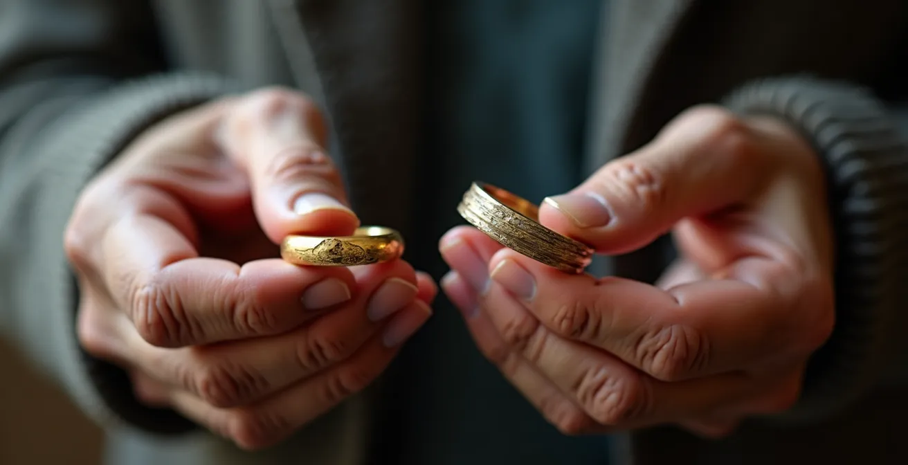 Vergleich von echten Abnutzungsspuren bei Vergoldung und massivem Gold