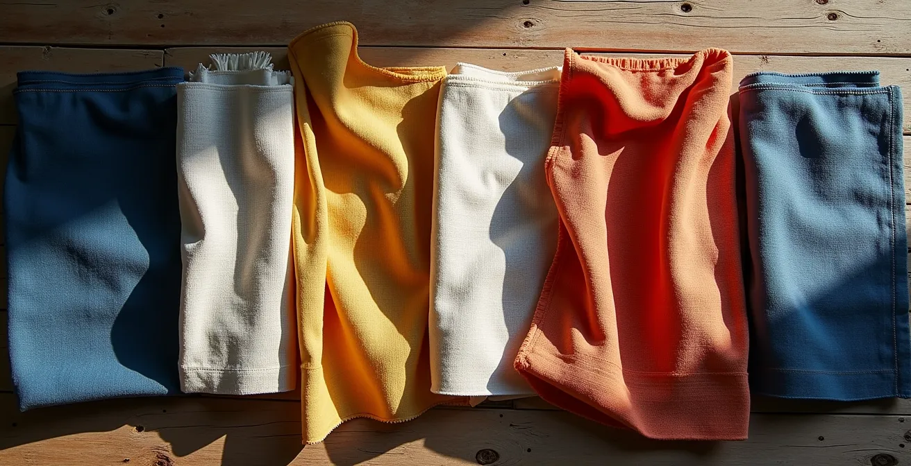 Makroaufnahme verschiedener historischer Webtechniken und Stoffstrukturen