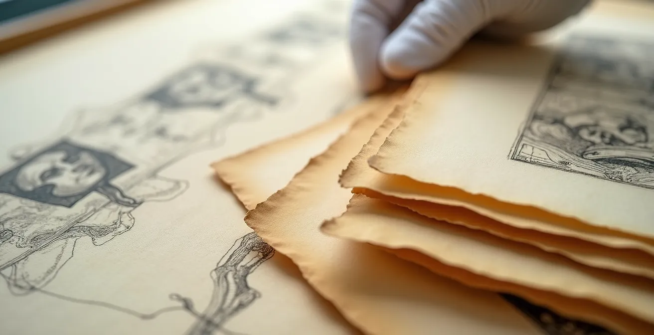 Archiv mit historischen Zeichnungen und Kopien als Restaurierungsvorlage