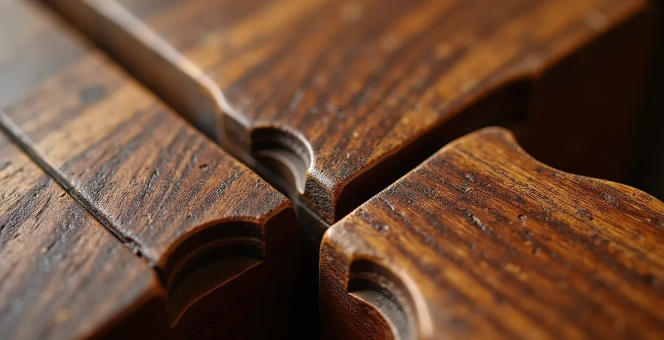 Makroaufnahme verschiedener historischer Holzverbindungen vom Barock bis zum Jugendstil