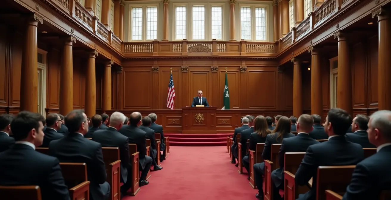 Feierliche Vereidigungszeremonie eines Sachverständigen in einem historischen IHK-Saal