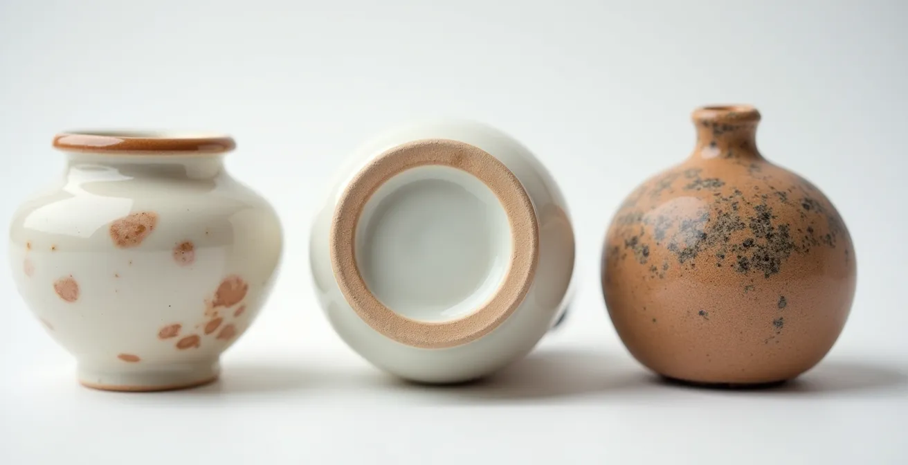 Makroaufnahme verschiedener Keramikmaterialien im direkten Vergleich