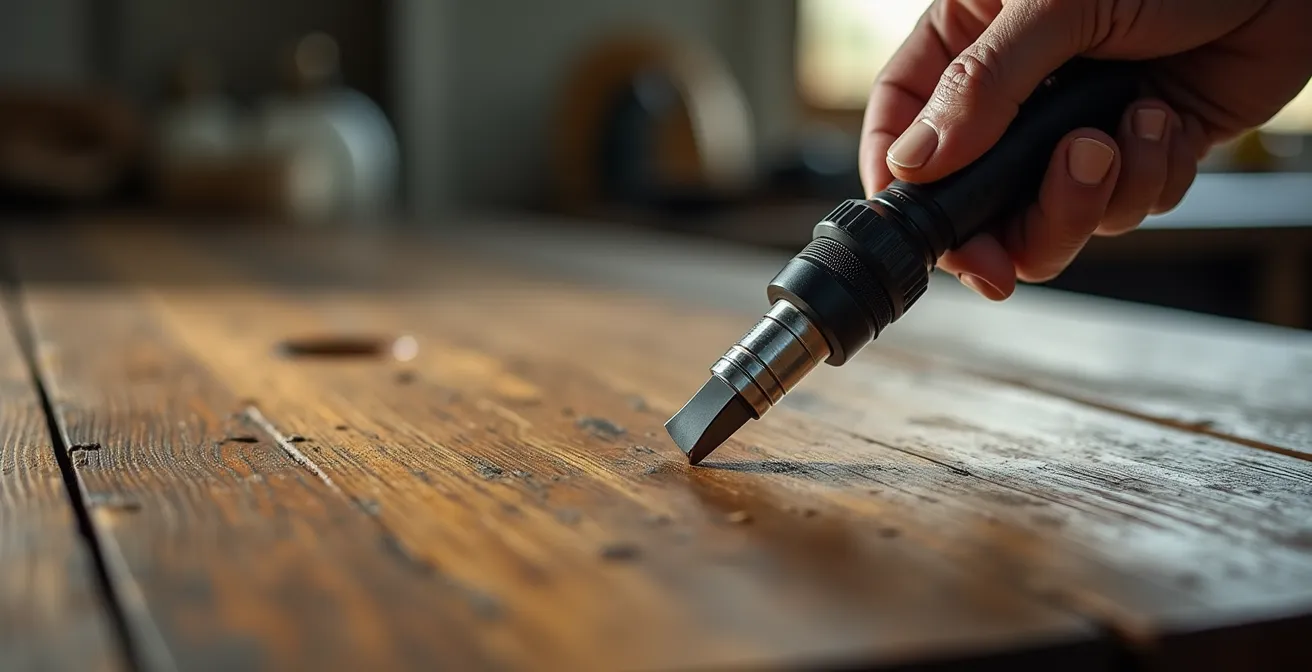 Detailaufnahme einer wissenschaftlichen Untersuchung historischer Oberflächenüberzüge mit modernen Analysemethoden