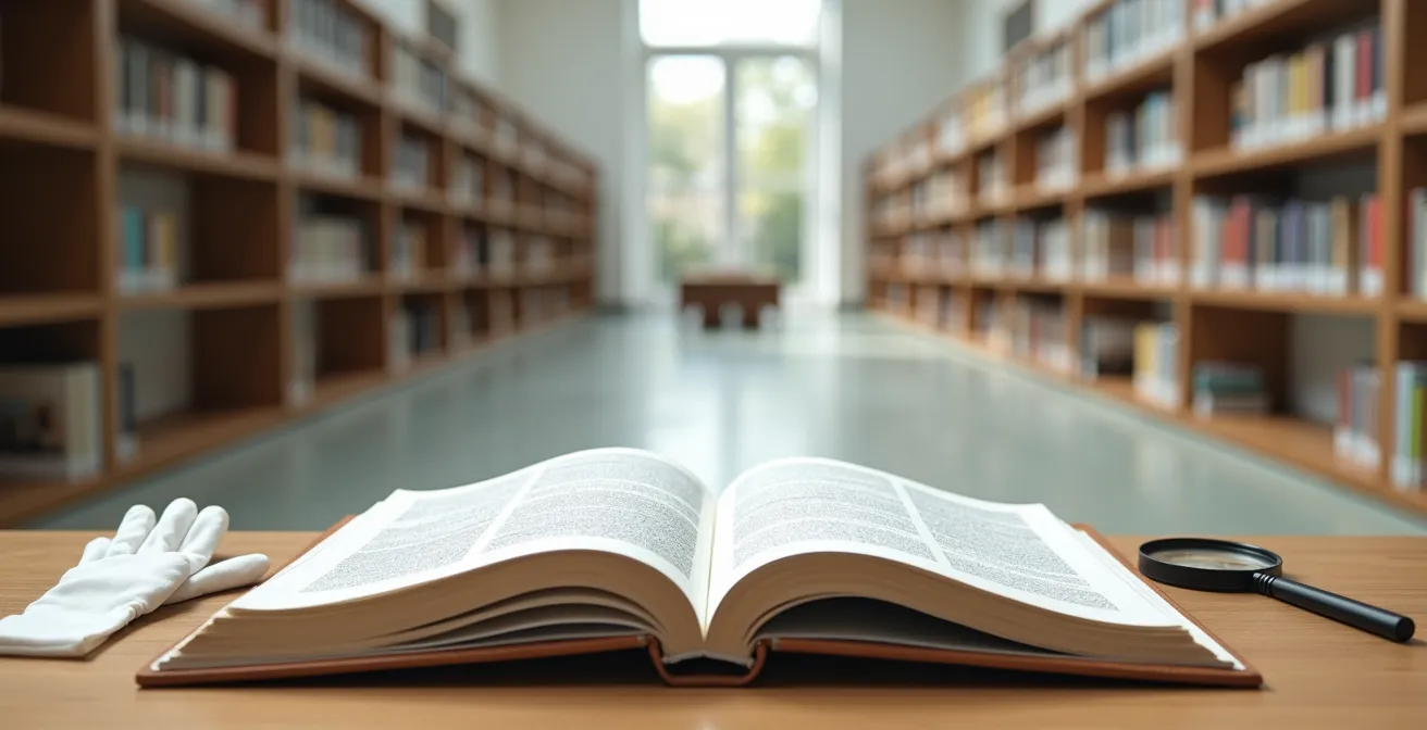 Aufgeschlagenes Werkverzeichnis in einer Bibliothek mit detaillierten Kunstabbildungen