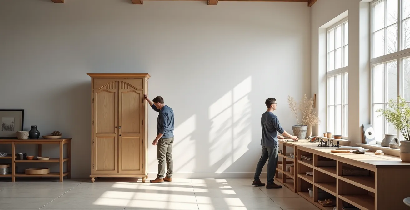 Vergleich von Werkzeugspuren an antiken Möbelverbindungen